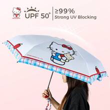Miniso 名创优品Hello Kitty防晒伞，UPF 50+防晒五折便携口袋伞，可爱三丽鸥户外遮阳伞（4色可选）-格纹边