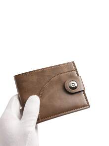 1个PU皮革男士钱包，磁扣对折钱包，男女通用卡包，日常通勤零钱包，时尚卡套，圣诞礼物 - 彩色 - 查看 8