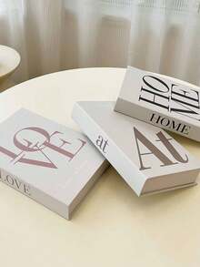 1/3件装 时尚折叠仿真书装饰品，时尚家居风格LOVE/AT/HOME纸板书装饰品，现代设计师仿装饰书，适用于家居、客厅、桌面、墙面装饰，适用于各种场景