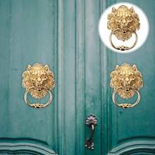 AWYYGadpiparty Door Handle Door Knocker Decoration Cabinet Ring Knob Brass Door Pull Retro Knocker Handle Front Door Knockers Gold Decor Lion Head Handle Cupboard Antique Zinc Alloy - As Pic - View 3