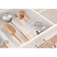 WSXC Diversified Hexa Drawer Organizer Tray Modern Kitchen Cutlery Utensil Silverware Holder Cabinet Storage 6 X 12 Clear Frost - ClearFrost - Xem 4