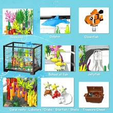 533 Pcs Creative Fish Tank Building Set, Aquarium Includes Treasure Box, Dolphins, Jellyfish, And Starfish Etc, ABS Material, Home Decor Themed, Ideal For Office, Living Room, Christmas, New Year, Birthday Gifts - 彩色 - 查看 5