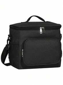 1pc/2pcs Student Insulated Lunch Bag, Square Handheld Bento Box Bag, Aluminum Foil Lunch Bag, Suitable For Lunch, Beach, Drinks, Travel, Camping, Picnic, Car