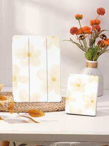 Light Yellow Flower Pattern Anti Fall Tablet Case (Single Piece), Compatible With 10.9-Inch IPad 10th Generation, Suitable For 10.2-Inch IPad Portable Tablet Case, Suitable For 9.7/10.2/10.5/10.9/12.9-Inch IPad Pro 11 (10th Generation), Compatible With Samsung Galaxy Tab S6 Lite 10.4-Inch, Suitable For Kindle Paperwhite 12th Gen 2024, Kindle 11th Gen 2022, Kobo Clara Color, Soft Fall Protection, Smart Stand/Automatic Wake-Up/Sleep Function - Multicolor - View 9