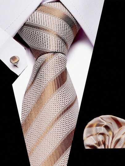 A Classic And Stylish High-End Striped Men's Tie, Available In Various Styles, Suitable For Formal Business Occasions, Dates, Parties, Weddings, And Other Events.