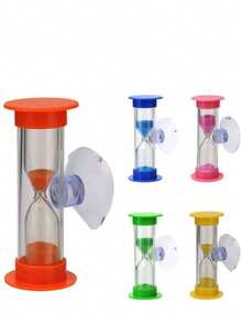 1 pieza/2 piezas/3 piezas Temporizador giratorio estilo europeo con ventosa, cuenta regresiva de 2+3 minutos, recordatorio de tiempo de cepillado de dientes de plástico, anti-caída, entrega aleatoria - Multicolor - Ver 15