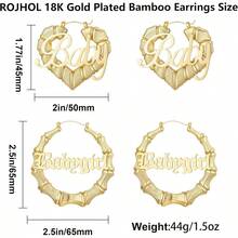 AWYY2 Pcs Gold Bamboo Hoop Earrings For Women 80s 90s Style Door Knocker Hoops Small To Large Sizes Heart Shape Ghetto Hip Hop Bamboo Gold Earrings  Accessories Jewelry Gifts - EYE HOPE - View 6