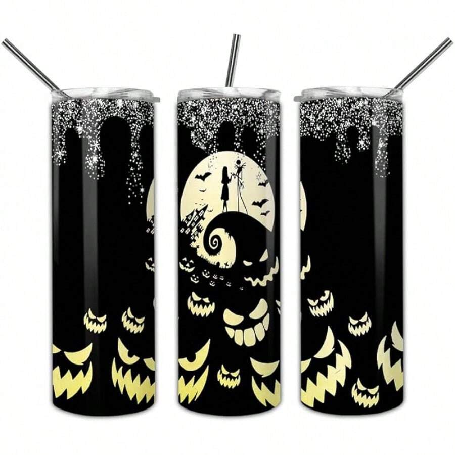 J.Ack-Sally Nightmare-Before-Christmas Halloween Skinny Tumbler, Gift For Wife, Husband, Couple, Christmas Movie Lovers 20oz Insulated Coffee/Tea Stainless Steel Slim Travel Tumbler With Lid - Kiểu 3 - Xem 1