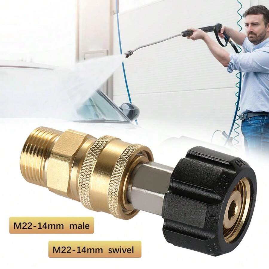 Pressure Washer Adapter Set M22 To 1/4 Inch Quick Connect Kit M22 14mm To 1/4 UK - Gold - View 1