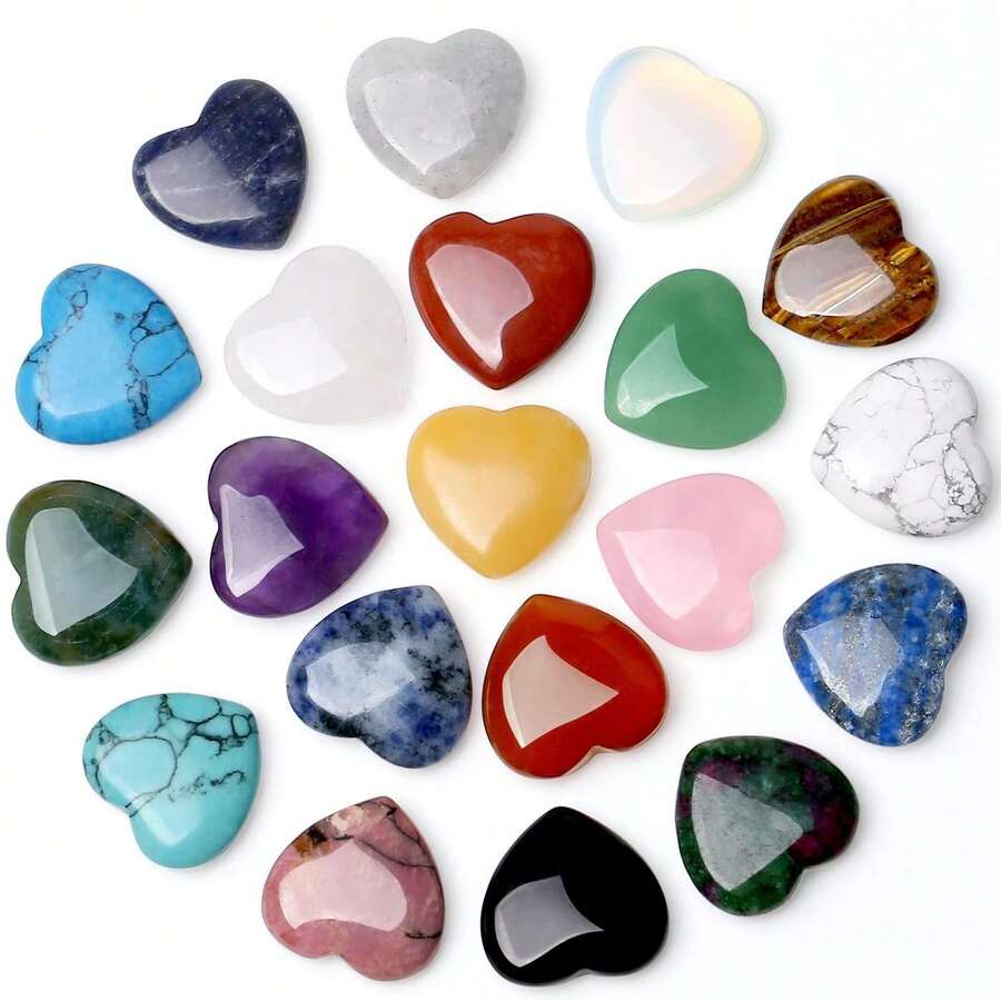 Natural Crystal Heart-Shaped Love Natural Stone Ornament Gemstone Craft Set Crystal Stone Jewelry Romantic Charm Decoration - 5pcs Random Color Set - View 1