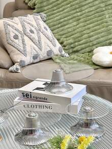 1个银色高透明托盘，多功能水果盘，适用于餐桌装饰、家居厨房餐盘 - 銀色高腳透明板 - 查看 8