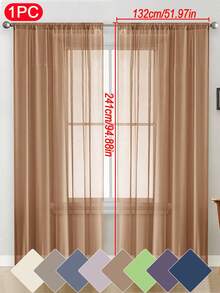 1件纯色薄纱窗帘，现代风格，轻盈透气，保护隐私，适用于卧室、书房、客厅、阳台等场所。100%涤纶薄纱面料，透明轻薄，适用于客厅、阳台及其他窗户装饰，提升房间格调。 - 彩色 - 查看 34