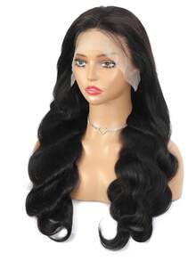 Body Wave 13*4 Transparent Lace Front Wigs Real Human Hair Lace Frontal Closure Wigs With Baby Hair Pre Plucked Natural Hairline Wigs Natural Black Color