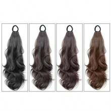 LYSW 弹性发圈，自然波浪假马尾，蓬松凌乱马尾假发片，女士系带式合成假发马尾 HA2838，弹性发圈，发绳，橡皮筋，发绳，头饰