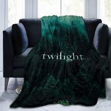 Twilight Saga Inspired Plush Throw Blanket - Soft Lightweight All-Season Cozy Flannel Bedspread With Twilight Logo & Forest Design, Twilights Logo-280gsm - Multicolor - View 9