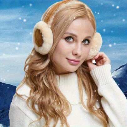 Women's Plush Fleece Ear Muffs - Winter Warmth With Soft Plush & Brown/ Color Options, Cozy Fitted Design For Outdoor Activities, Christmas & New Year Gifts, Festive Gift Item, Stylish Headwear, Warm Headwear, Holiday Shoppers