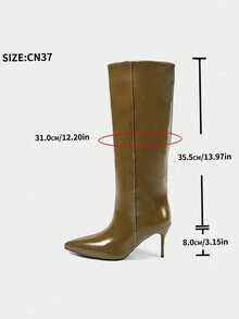 Nuevas botas de tacón alto de punta fina de gamuza para mujer en otoño, botas de tacón de gatito, para fiesta - Verde Oscuro - Ver 9