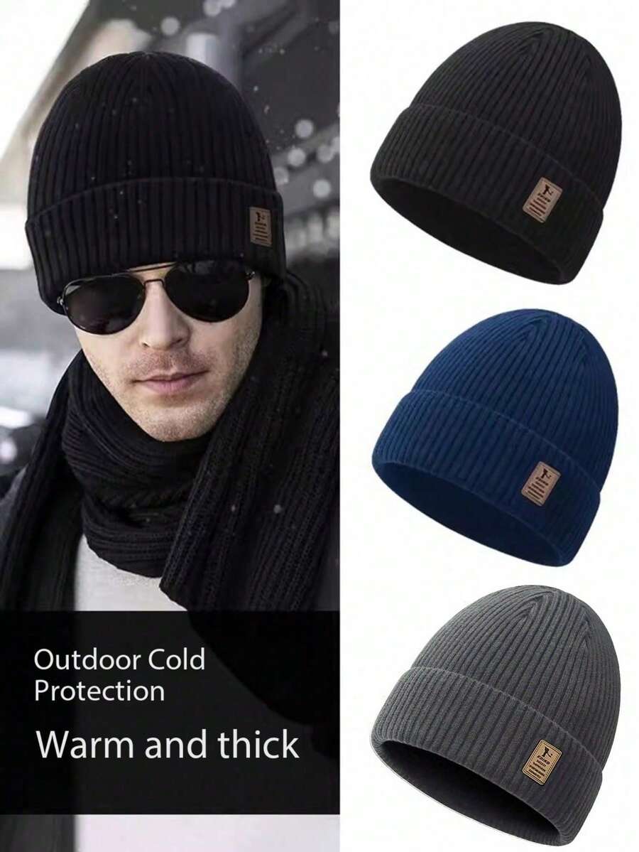 1pc Men's Winter Fleece Hat, Knitted Hat Resistant To -30°C, Thick Warm Knitted Hat, Mountaineering Cap, Windproof Cycling Warm Hat, Winter Warm Gift Autumn Outfits - Multicolor - View 1