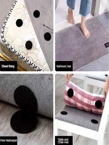 مثبتات دائرية، لاصق ثنائي الجانب، خيارات باللون الأسود والأبيض - مثالية للأريكة والملاءات وسجاد الأرضية والسجاد والمفارش والمقاعد السيارة والمظلات الخارجية والمطبخ والحمام وغرفة المعيشة والسجاد الخارجي للحفلات والستائر والملابس الإضافية ولوازم المدرسة والمكتب والأسلاك والأثاث - مثبتات لاصقة قوية (تعبئة عشوائية) - الأسود - مشاهدة 7