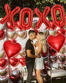 16英寸红色XOXO心形气球，6个红色XOXO字母气球，心形气球，适用于情人节、婚礼派对装饰 - 紅色 Xoxo 愛心 2 - 查看 4