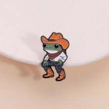 Cartoon Funny Cowboy Frog Enamel Pin Cute Amphibians Animal Metal Brooch Lapel Backpack Badge Jewelry Gifts For Friends - 1pc - 查看 2