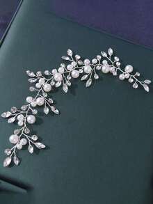 Nuevo estilo europeo y americano de diadema nupcial con rhinestones y perlas, accesorios para el cabello de vestido de novia