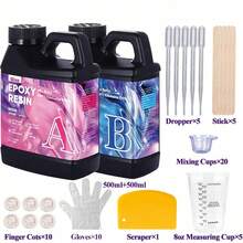 QIAO 1:1 Clear Epoxy Resin Kit, Fast Curing, Heat Resistant Casting Coating Resin, Suitable For Art DIY Crafts, Jewelry, Wooden Tabletop - Black - View 10