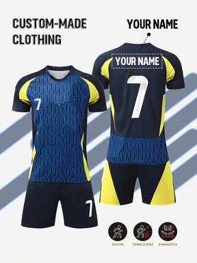 Anpassad personlig namngiven "Al-Hilal" landslagströja i fotboll, borta #7, ungdomsfotbollsuniform - polyester, rund halsringning och shorts, lämplig för pojkars sport, träning och fritidskläder, perfekt för utomhusbruk