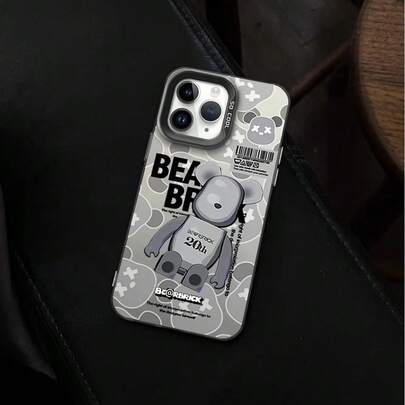 Funda de teléfono colorida Cute B-Bearbricks IMD, cubierta plateada compatible con  12 11 13 14 15 16 Max Pro Plus, cubierta compatible con funda  17 Pro Max, funda  17 Pro, funda  17, funda  16, funda  16 Pro Max, funda  15