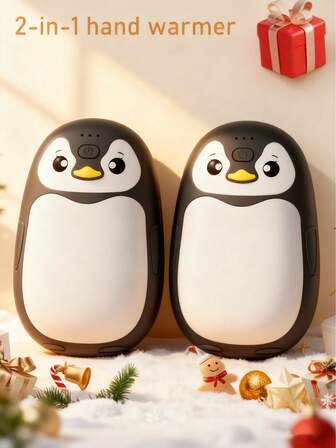 Snabbvärmande handvärmare 2-pack, 8000mAh laddningsbara med powerbankfunktion, 3 värmeinställningar, dubbelsidig värme, perfekt för kallt väder, julklapp, skidåkning, fiske, vandring