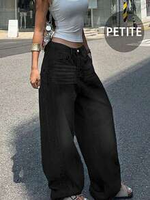 New Women's Retro Casual Boyfriend Style Straight Loose Fit Versatile Denim Jeans, All Season - Black - View 4