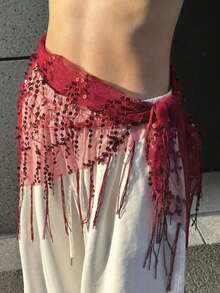 女士肚皮舞服装套装 - 亮片流苏肚皮舞臀巾、泰式/阿拉伯舞裙腰带、舞蹈服饰及配饰、圣诞夜/圣诞节/新年礼物、肚皮舞腰链套装、金属网腰裙、硬币腰带、波西米亚风 - 彩色 - 查看 2