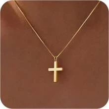 In Stock Instant Delivery Necklace Women Girls, Dainty 14K Gold Silver Plated Choker Pendant Jewelry Non Tarnish Waterproof Cute Simple Small Necklace Easter Christian Baptism Religious Faith Jewelry Gifts ZEVL - 03 Dây chuyền thánh giá vàng - Xem 8