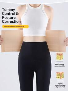 1pc Women's Fitness Shapewear, Black Waist Trainer, Waist & Hip Shaping Compression Belt, Postpartum Slimming Waist Cincher, Minimalist Design, Breathable Mesh Fabric - Multicolor - View 2