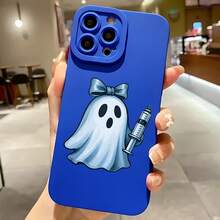 2026 nueva funda de teléfono esmerilada, funda de teléfono fantasma con lazo azul e impresión de jeringa para  17 14 Pro Max  17 13  17 12  17 11  Galaxy S23 S22 S21 S20 funda de protección para teléfono, funda de pareja, regalo para novio novia, regalo de vacaciones - Azul Klein - Ver 2