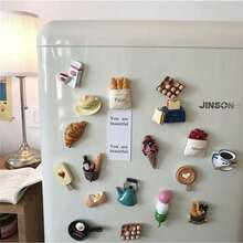 6个3D立体食物冰箱贴，可爱装饰磁贴，个性化冰箱贴，适用于厨房、办公室、白板、储物柜、洗碗机，厨房装饰，家居装饰，母亲节礼物 - 彩色 - View 1
