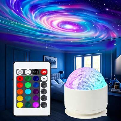 Two Scenes -Ocean Waves And Three-Dimensional Water Rippler Wave Projector Lamp With Remote LED Night Light For Bedroom Ceiling, Creates Dynamic Northern Lights & Rippling Ocean Effects For Parties, Holidays, Gifts, Home Theater And Meditation Ambiance