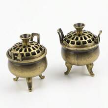 Chinese Style Tripod Incense Burner, Zinc Alloy With Incense Sticks, Suitable For Various Festivals, Home Decor Incense Burner, Auspicious And Festive, Indoor Decoration