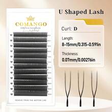 CoMango 12排D型卷翘U型3D/4D/5D睫毛嫁接，新款U型W型绽放丝绒睫毛，窄角预制睫毛簇，轻盈蓬松貂毛睫毛嫁接 - D - 查看 9