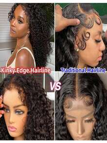 4C卷曲边缘真人发假发，13x4蕾丝前假发，带卷曲婴儿发，深波浪卷发假发，透明蕾丝前假发，预拔发际线，38英寸 - SNatural - 查看 7