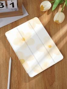 Light Yellow Flower Pattern Anti Fall Tablet Case (Single Piece), Compatible With 10.9-Inch IPad 10th Generation, Suitable For 10.2-Inch IPad Portable Tablet Case, Suitable For 9.7/10.2/10.5/10.9/12.9-Inch IPad Pro 11 (10th Generation), Compatible With Samsung Galaxy Tab S6 Lite 10.4-Inch, Suitable For Kindle Paperwhite 12th Gen 2024, Kindle 11th Gen 2022, Kobo Clara Color, Soft Fall Protection, Smart Stand/Automatic Wake-Up/Sleep Function - Multicolor - View 2