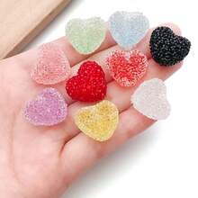 5 Pcs New Style Transparent Acrylic Heart Shape Soft Sugar Candy Beads With Holes For DIY Keychain Ornament Accessories. - One Size - View 3