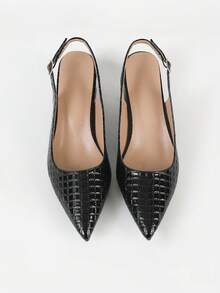 Women's Elegant Black Pointed Toe Slip-On Low Heel Sandals, Comfortable & Versatile, Spring/Summer