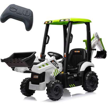 12V Ride On Excavator & Bulldozer,  Kids Electric Vehicle With Remote Control, Front Loader, Digger, Horn, Adjustable Seat, Excavator Ride On Car Toy