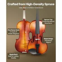 Violin 4/4 Full Size For Adults, Violin Fiddle Set For Beginners Student With Hard Case,Rosin, Bow,Shoulder Rest,Bridge,Extra Strings,Professional Solidwood Instrument (Glossy Brown Patterned) - (Hoa văn màu nâu bóng) - Xem 2