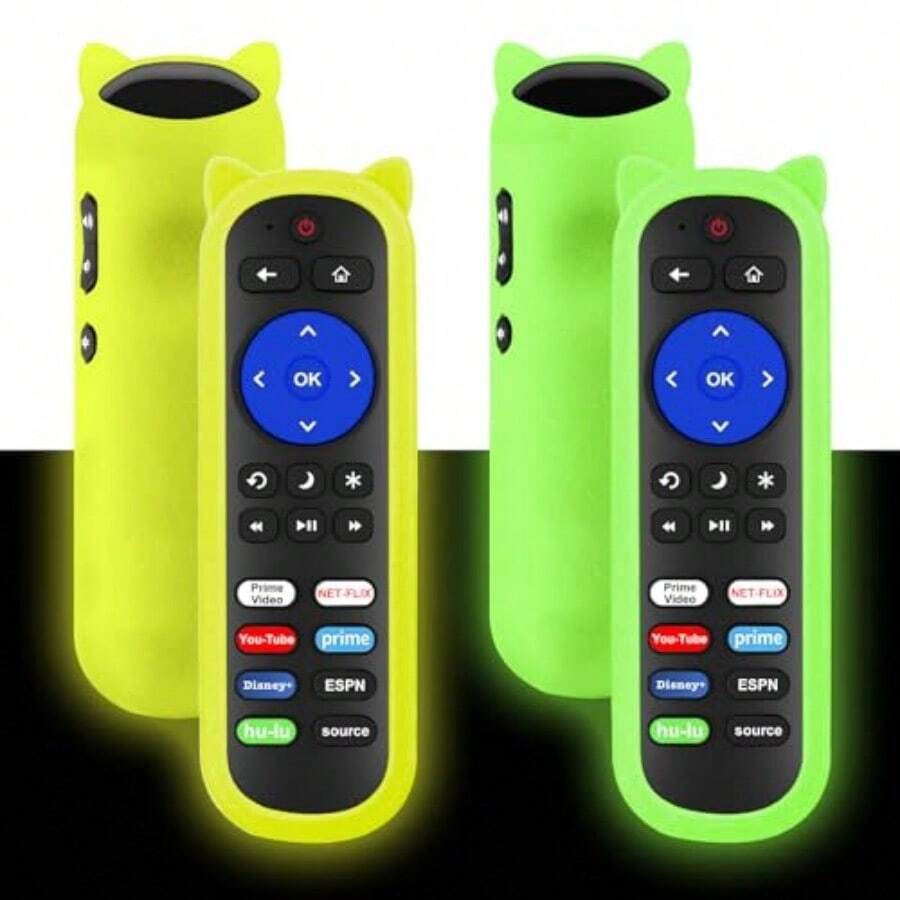 AWYYPack Of 2 Universal Remote Compatible With Roku Remote And Roku TV Remote For Roku Box 1 2 3 4 Express Premiere Ultra For  Hisense Onn Hitachi JVC RCA Roku TV Wr Anti-Lost Case - 2xRemoteGreenCaseYellowCase - View 1