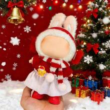 Christmas Clothes For Labubu,Clothes Compatible With 17cmDoll,Cute,Role Play, Advanced.Birthday Holiday Present/Christmas Doll Outfit Set[Clothing Only] - Red - View 5