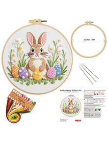 Easter Adult And Children's Embroidery Beginner Set Suitable For Beginners Embroidery Set Handmade Embroidery Beginner Set Printed Cross Embroidery Needle Point Set Suitable For Beginners Embroidery Set Easter Gift Easter Decoration - Beige - View 8