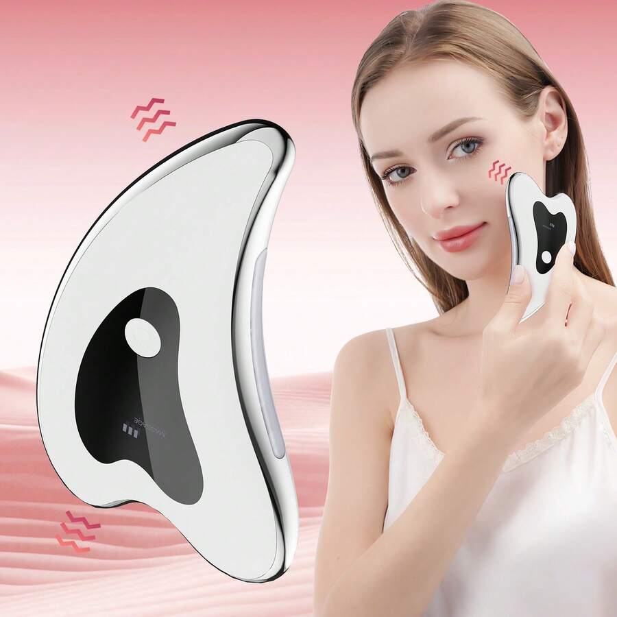 Electric Gua Sha Beauty Tool, Heated Vibrating Facial Massage Device