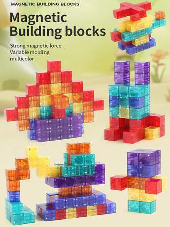 Magnetic Building Blocks Set - STEM Sensory Cubes, Suitable For Children, My Magnetic Puzzle Blocks, Halloween And Christmas Birthday Gift Toys (Random Color Pattern Styles) Magnetic Building Blocks Preschool Toys, Translucent Building Blocks Toys, Suitable For 3-6 Years Old Boys And Girls Preschool STEM Magnetic Sensory Montessori Toys